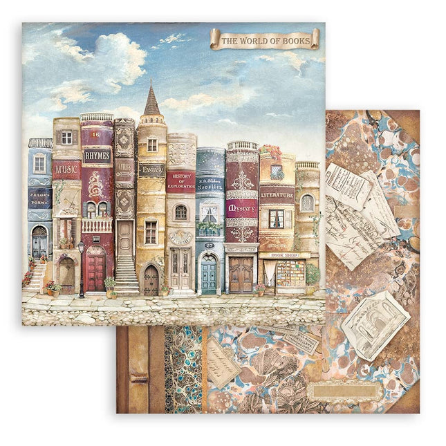 Scrapbooking Double face sheet - Vintage Library The World of the book