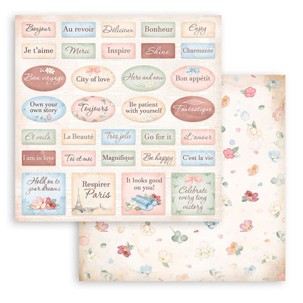 Scrapbooking Double face sheet - Create Happiness Oh lá lá labels