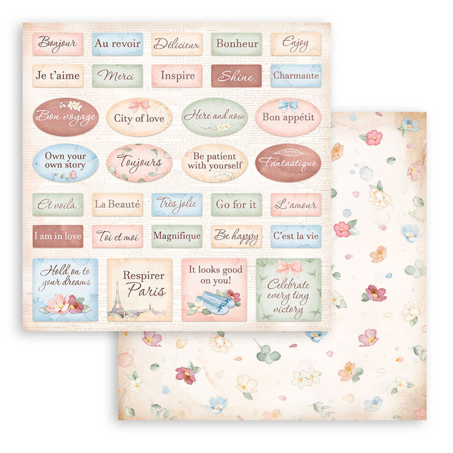 Scrapbooking Double face sheet - Create Happiness Oh lá lá labels