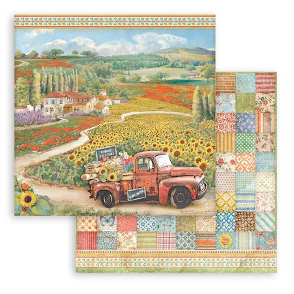 Scrapbooking Double face sheet - Sunflower Art vintage car