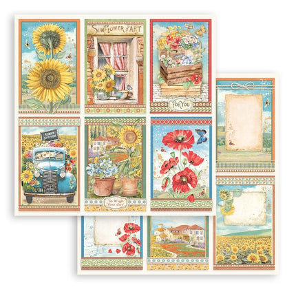 Scrapbooking Double face sheet - Sunflower Art 6 cards