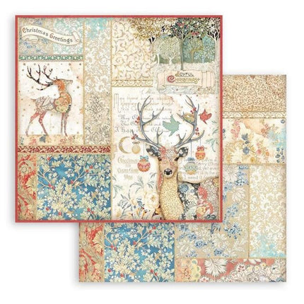 Scrapbooking Double face sheet - Christmas Greetings deer