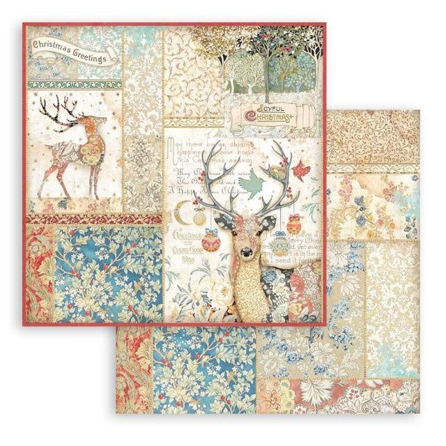 Scrapbooking Double face sheet - Christmas Greetings deer