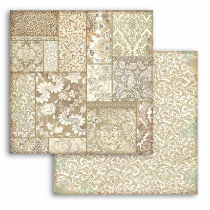 Scrapbooking Double face sheet - Christmas Greetings Ochre patchwork