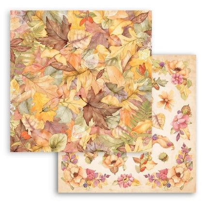 Scrapbooking Double face sheet - Woodland leaves