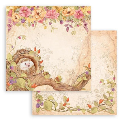 Scrapbooking Double face sheet - Woodland hedgehog
