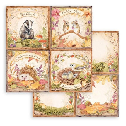 Scrapbooking Double face sheet - Woodland 4 cards