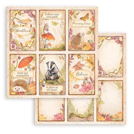 Scrapbooking Double face sheet - Woodland 6 cards