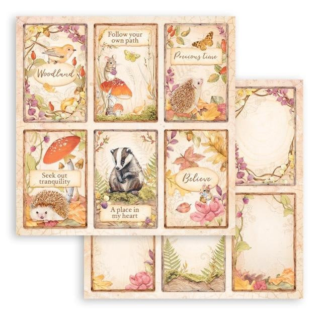 Scrapbooking Double face sheet - Woodland 6 cards