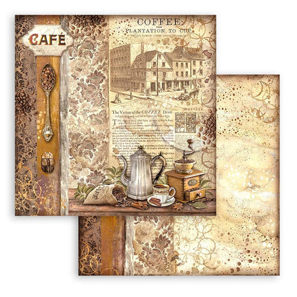 Scrapbooking Double face sheet - Coffee and Chocolate grinder