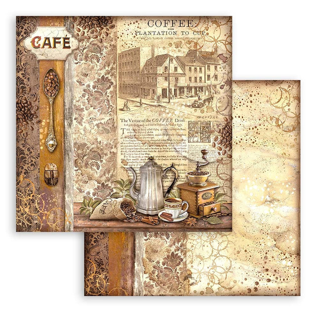 Scrapbooking Double face sheet - Coffee and Chocolate grinder