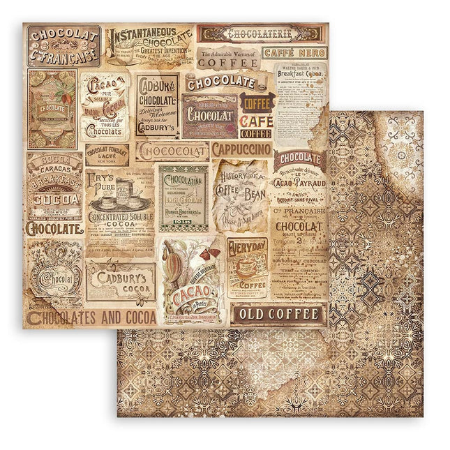 Scrapbooking Double face sheet - Coffee and Chocolate labels