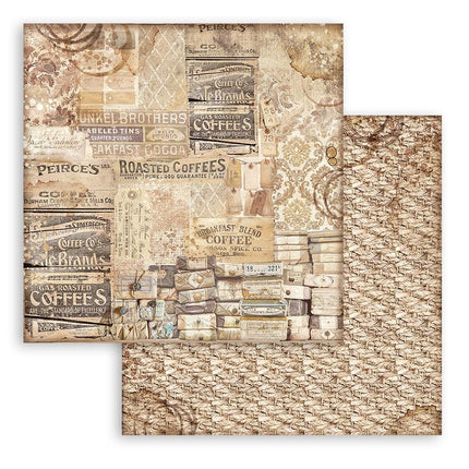 Scrapbooking Double face sheet - Coffee and Chocolate pattern