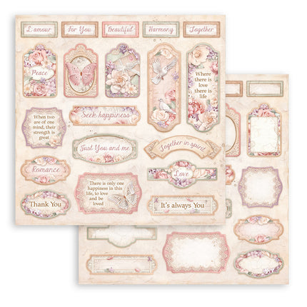 Scrapbooking Double face sheet - Romance Forever tags