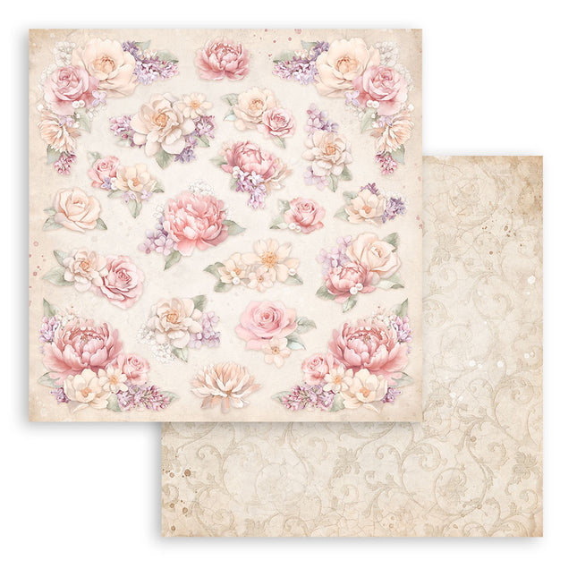 Scrapbooking Double face sheet - Romance Forever floral pattern