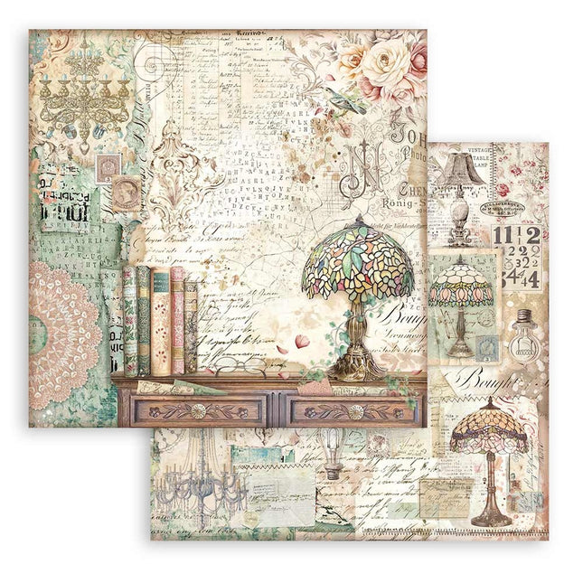 Double-sided Scrapbook Paper - Brocante Antiques lampshade