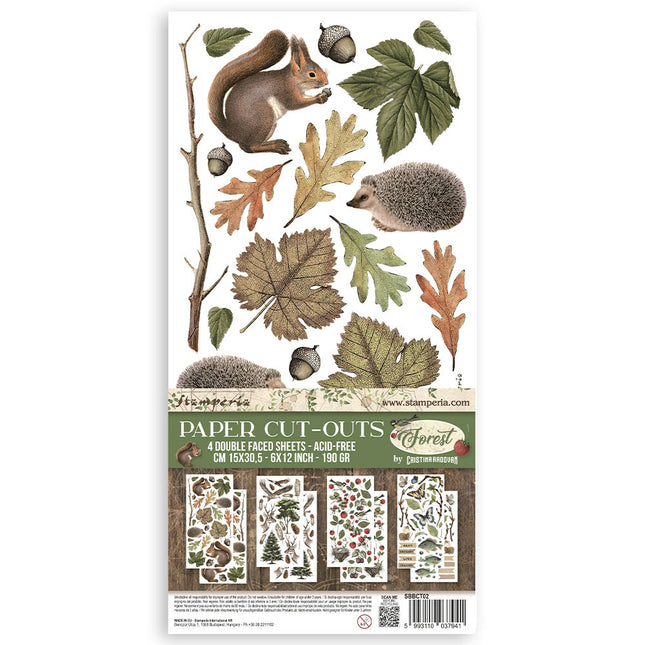 Paper cut-outs Double Face - 4 sheets 15x30.5 cm - Forest