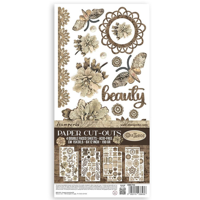 Paper cut-outs 2 Double Face - 4 sheets cm. 15x30.5 - Old Lace