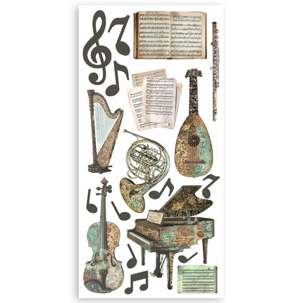 Double-sided paper cut-outs - 4 sheets 15x30.5 cm - Music