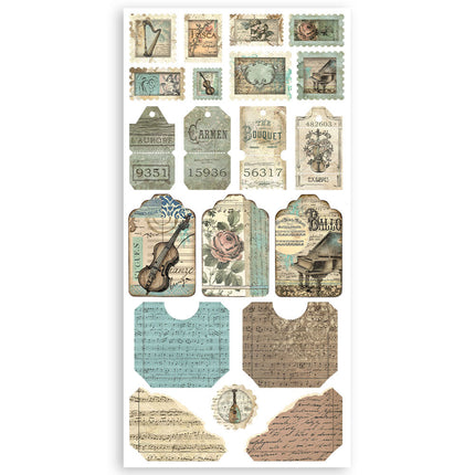 Double-sided paper cut-outs - 4 sheets 15x30.5 cm - Music