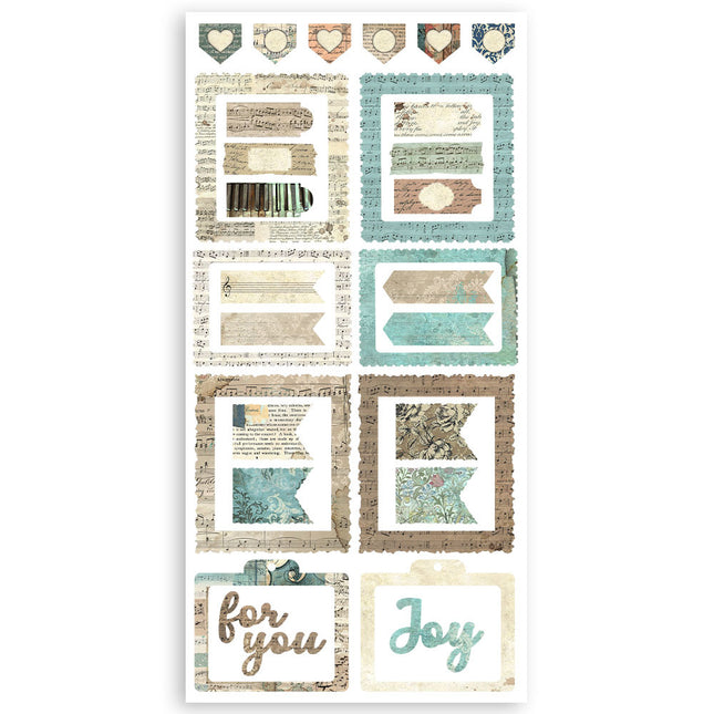 Double-sided paper cut-outs - 4 sheets 15x30.5 cm - Music