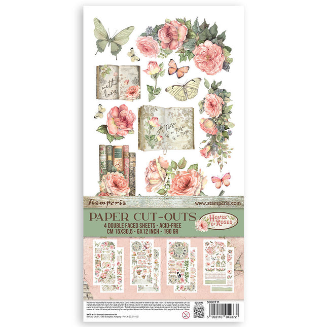 Paper cut-outs 2 Double Face - 4 sheets 15x30.5 cm - House of Roses