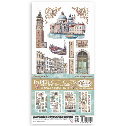 Paper cut-outs 2 Double Face - 4 sheets 15x30.5 cm - Venice City of Art