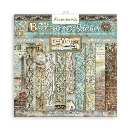 Scrapbooking Pad 10 sheets cm 30,5x30,5 (12"x12") Maxi Background selection - Sir Vagabond Aviator