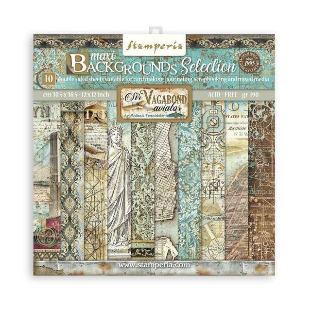 Scrapbooking Pad 10 sheets cm 30,5x30,5 (12"x12") Maxi Background selection - Sir Vagabond Aviator