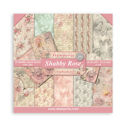 Paper Pad 30.5x30.5 cm - 10 Sheets - Shabby Rose