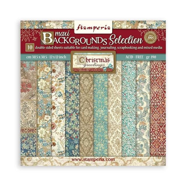 Scrapbooking Pad 10 sheets cm 30,5x30,5 (12"x12") Maxi Background selection - Christmas Greetings