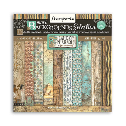 Paper pad 30.5x30.5 cm - 10 sheets Maxi Background selection - Fortune / Land of Pharaohs