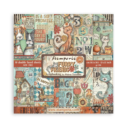 Paper Pad 30.5x30.5 cm - 10 Sheets - Furry Friends  