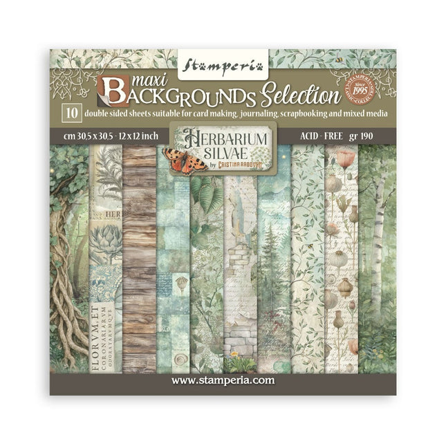 Paper Pad 30.5x30.5 cm - 10 Sheets Background Selection - Herbarium Silvae