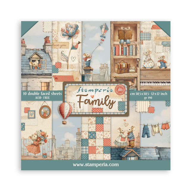 Scrapbooking Pad 10 sheets 30.5x30.5 cm (12"x12") - Family