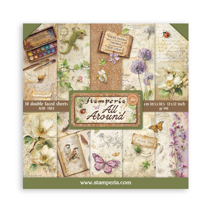 Scrapbooking printed pad for art and craft 10 sheets cm 30.5x30.5 (12"x12") - All Around