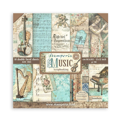 Paper pad 30.5x30.5 cm - 10 sheets - Music