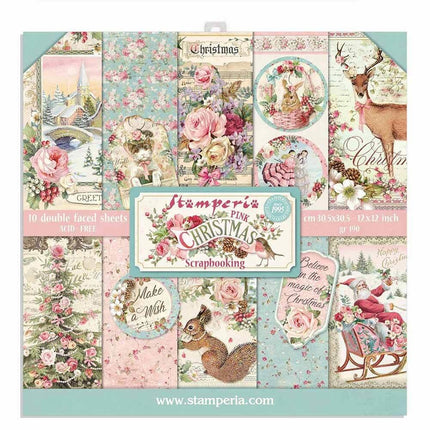 Scrapbooking Pad 10 sheets cm 30,5x30,5 (12"x12") - Pink Christmas
