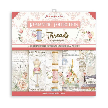Scrapbooking Pad 10 sheets - 30.5x30.5 (12"x12") - Romantic Threads