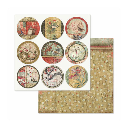Block 10 sheets 20.3X20.3 (8"X8") Double Face Oriental Garden