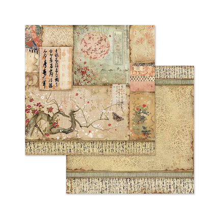 Block 10 sheets 20.3X20.3 (8"X8") Double Face Oriental Garden