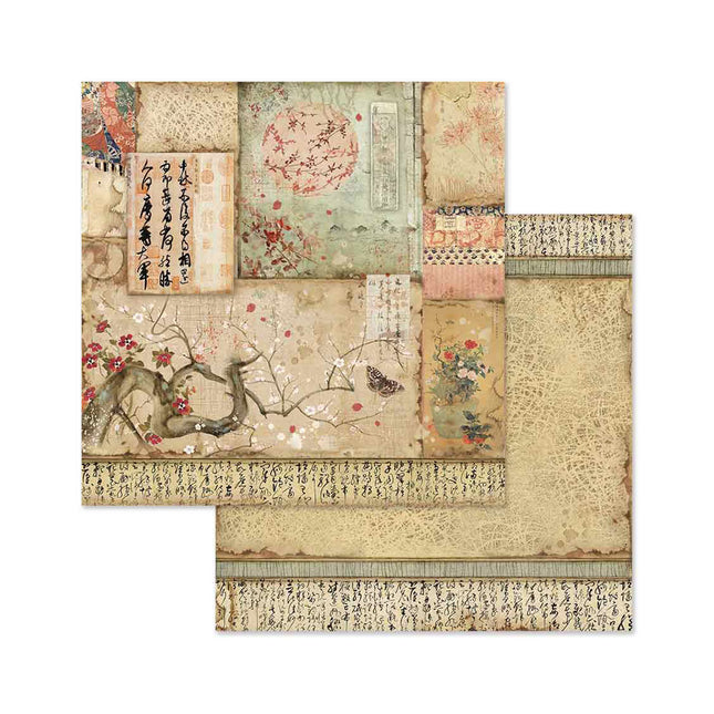 Block 10 sheets 20.3X20.3 (8"X8") Double Face Oriental Garden
