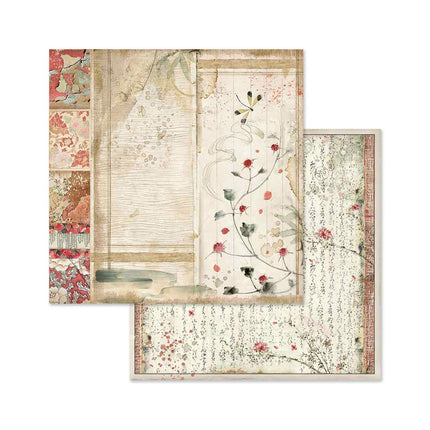 Block 10 sheets 20.3X20.3 (8"X8") Double Face Oriental Garden