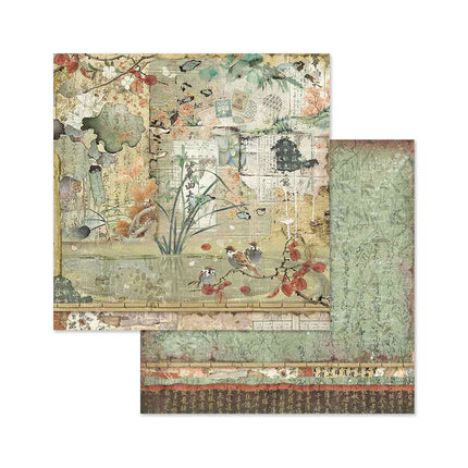 Block 10 sheets 20.3X20.3 (8"X8") Double Face Oriental Garden