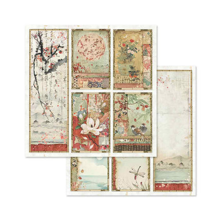 Block 10 sheets 20.3X20.3 (8"X8") Double Face Oriental Garden