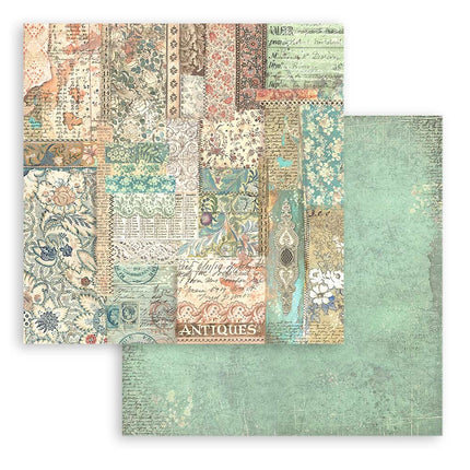 Paper pad 20.3x20.3 cm - 10 sheets - Backgrounds Selection - Brocante Antiques