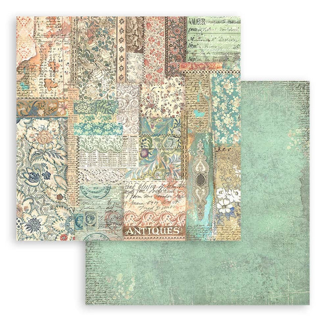 Paper pad 20.3x20.3 cm - 10 sheets - Backgrounds Selection - Brocante Antiques
