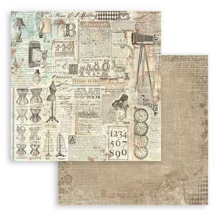 Paper pad 20.3x20.3 cm - 10 sheets - Backgrounds Selection - Brocante Antiques