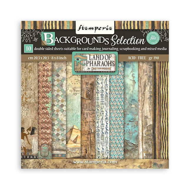 Paper pad 20.3x20.3 cm - 10 sheets - Backgrounds Selection - Fortune / Land of Pharaohs