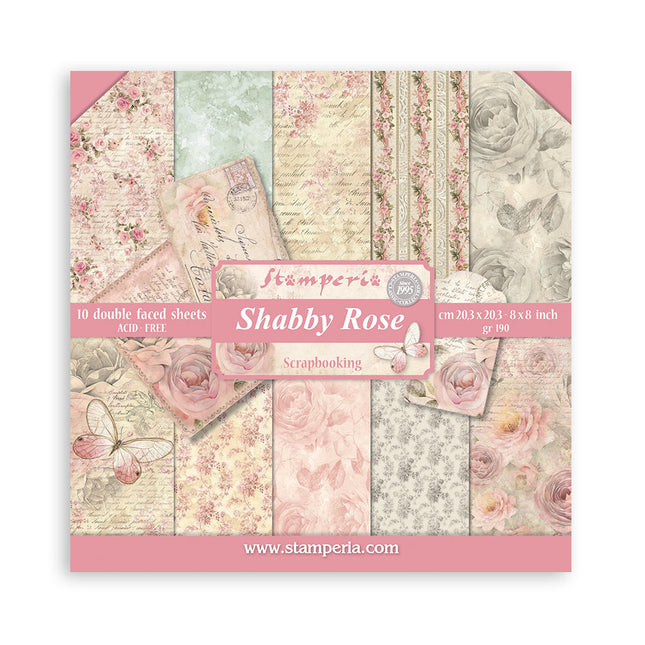 Paper pad 20.3x20.3 cm - 10 sheets - Shabby Rose